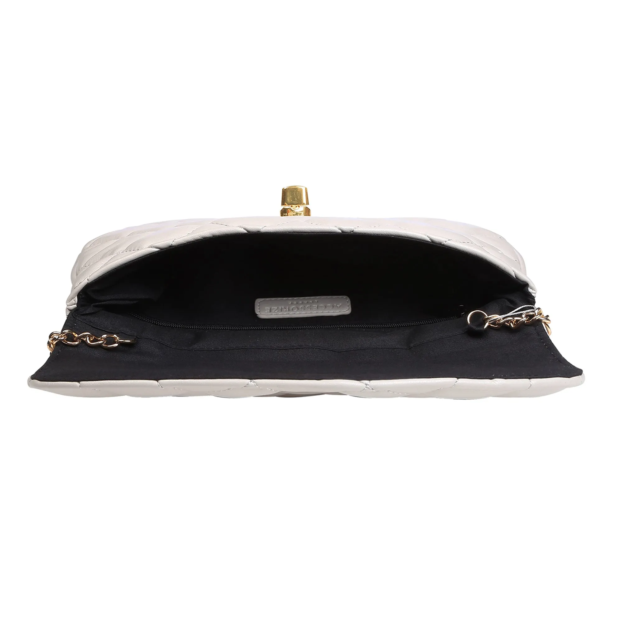 Accessorize London Women's Cream Quilted Clutch