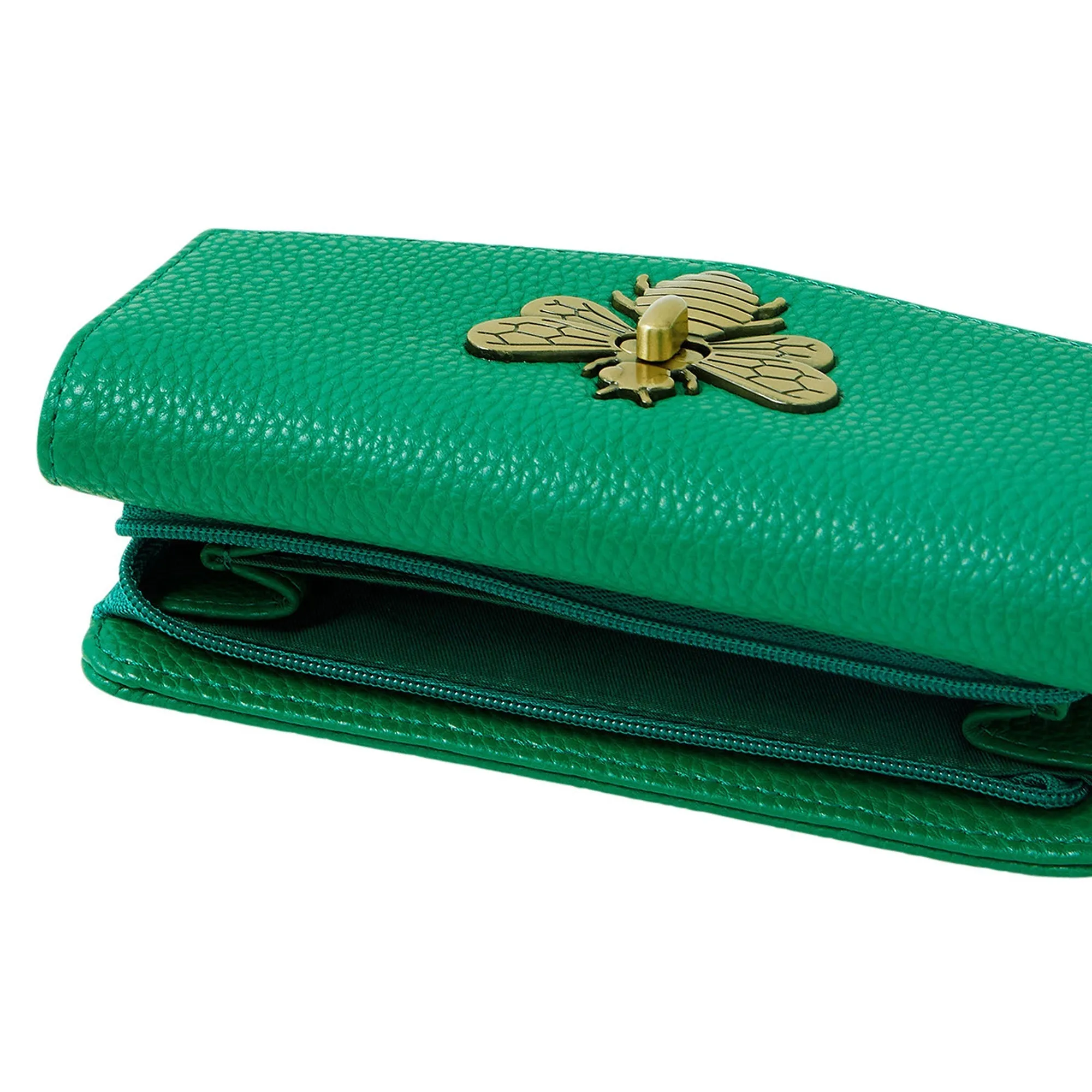 Accessorize London Women's Faux Leather Britney Bee Wallet - Green