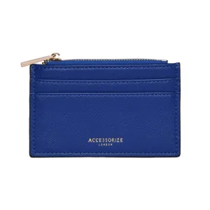 Accessorize London Women's Faux Leather Cobalt 3 Compartment Card Holder