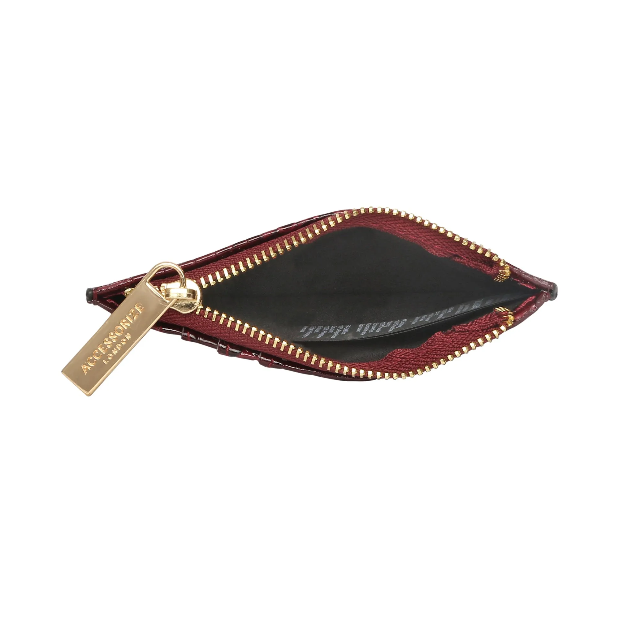 Accessorize London Women's Faux Leather Maroon Patent Cardholder