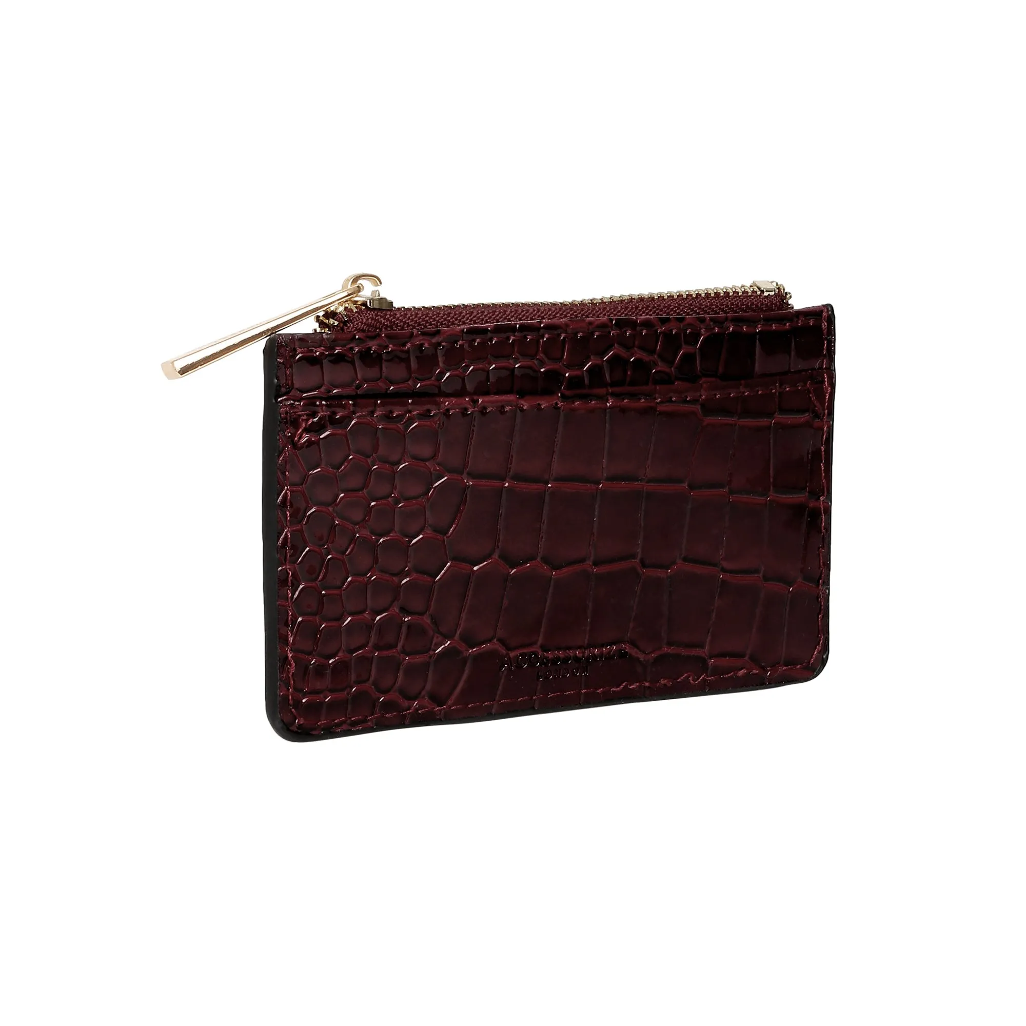 Accessorize London Women's Faux Leather Maroon Patent Cardholder