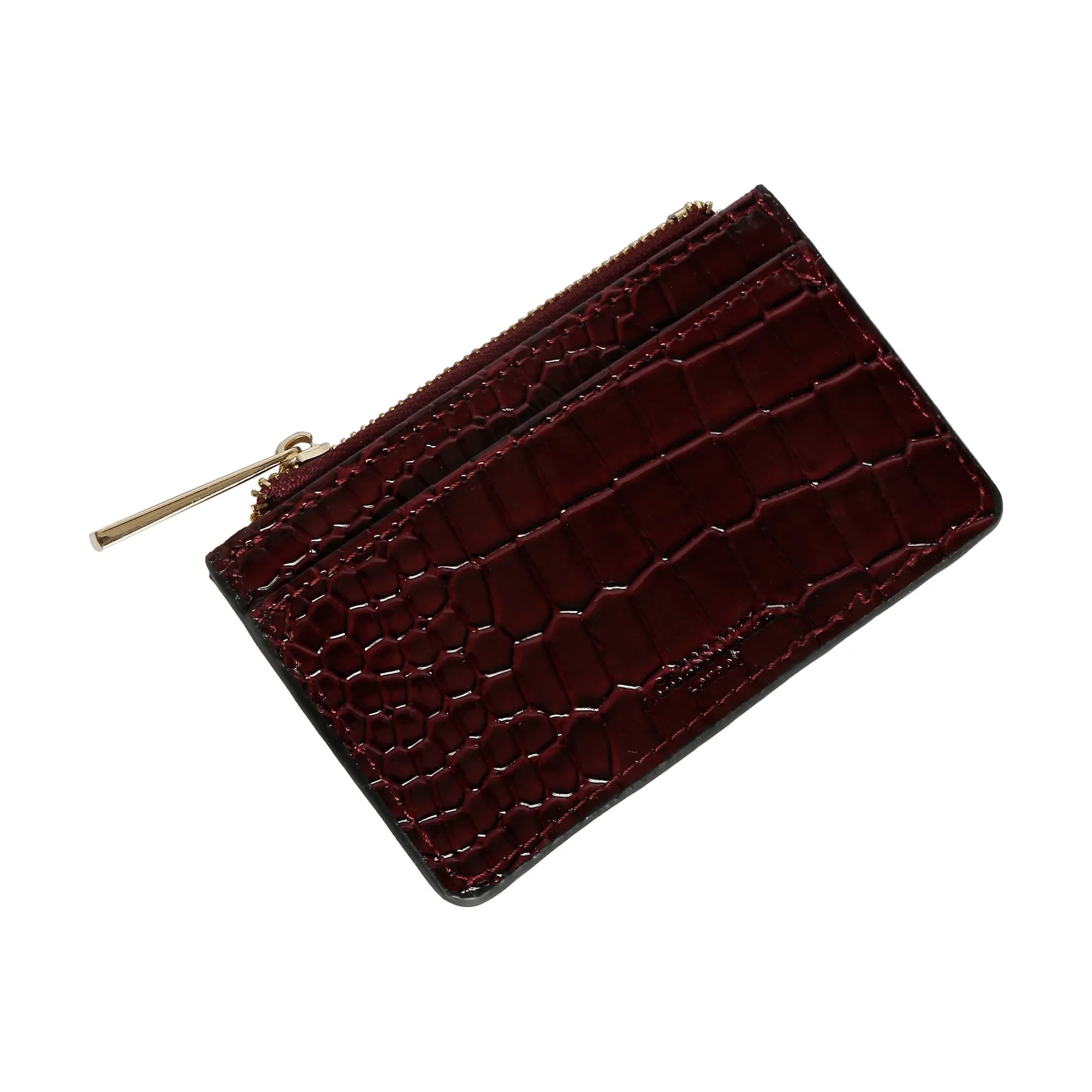 Accessorize London Women's Faux Leather Maroon Patent Cardholder