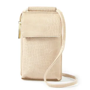 Accessorize London Women's Faux Leather Natural Carrie Croc Phone Bag