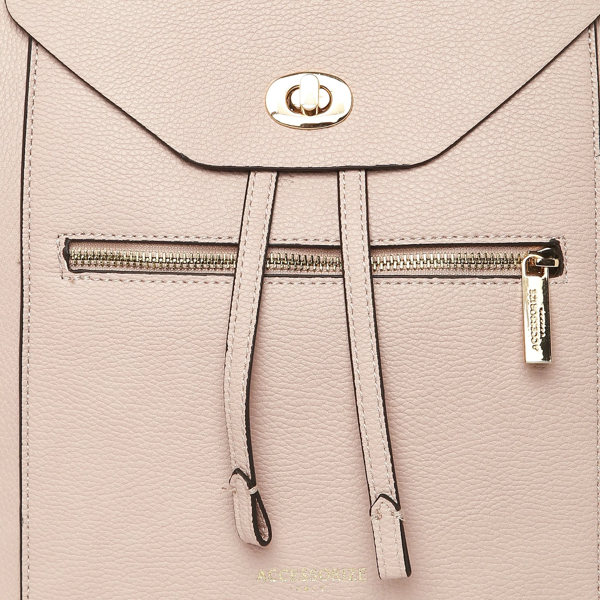Accessorize London Women'S Faux Leather Pink Nikki Backpack