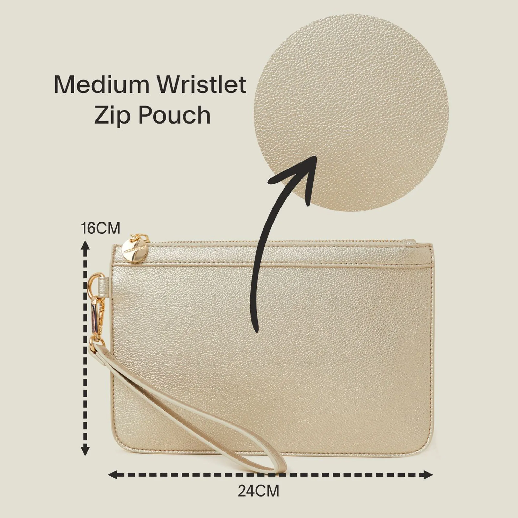 Accessorize London Women's Gold Medium Wristlet Zip Pouch