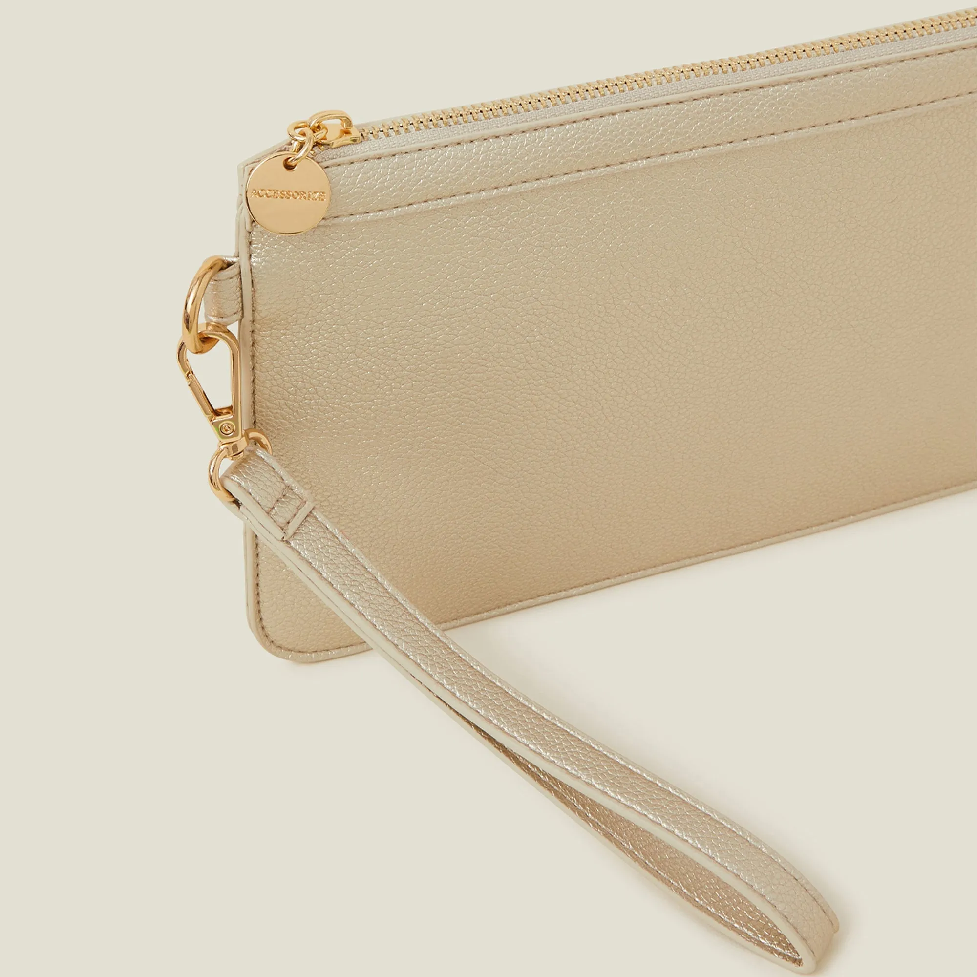 Accessorize London Women's Gold Medium Wristlet Zip Pouch