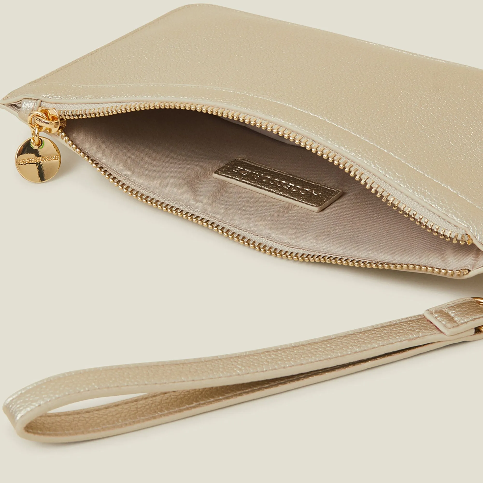 Accessorize London Women's Gold Medium Wristlet Zip Pouch