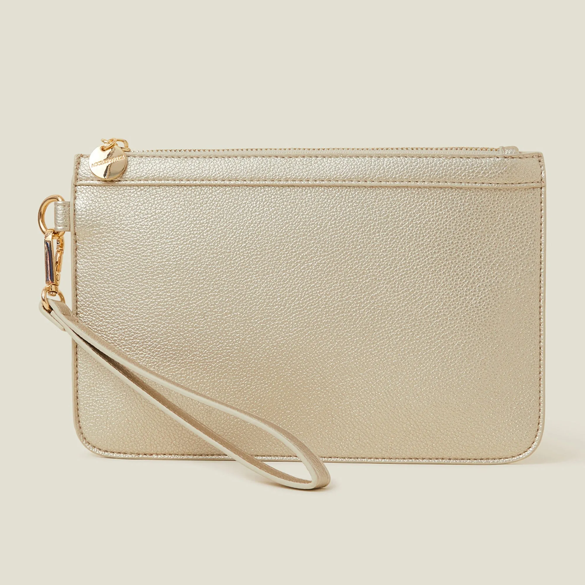 Accessorize London Women's Gold Medium Wristlet Zip Pouch
