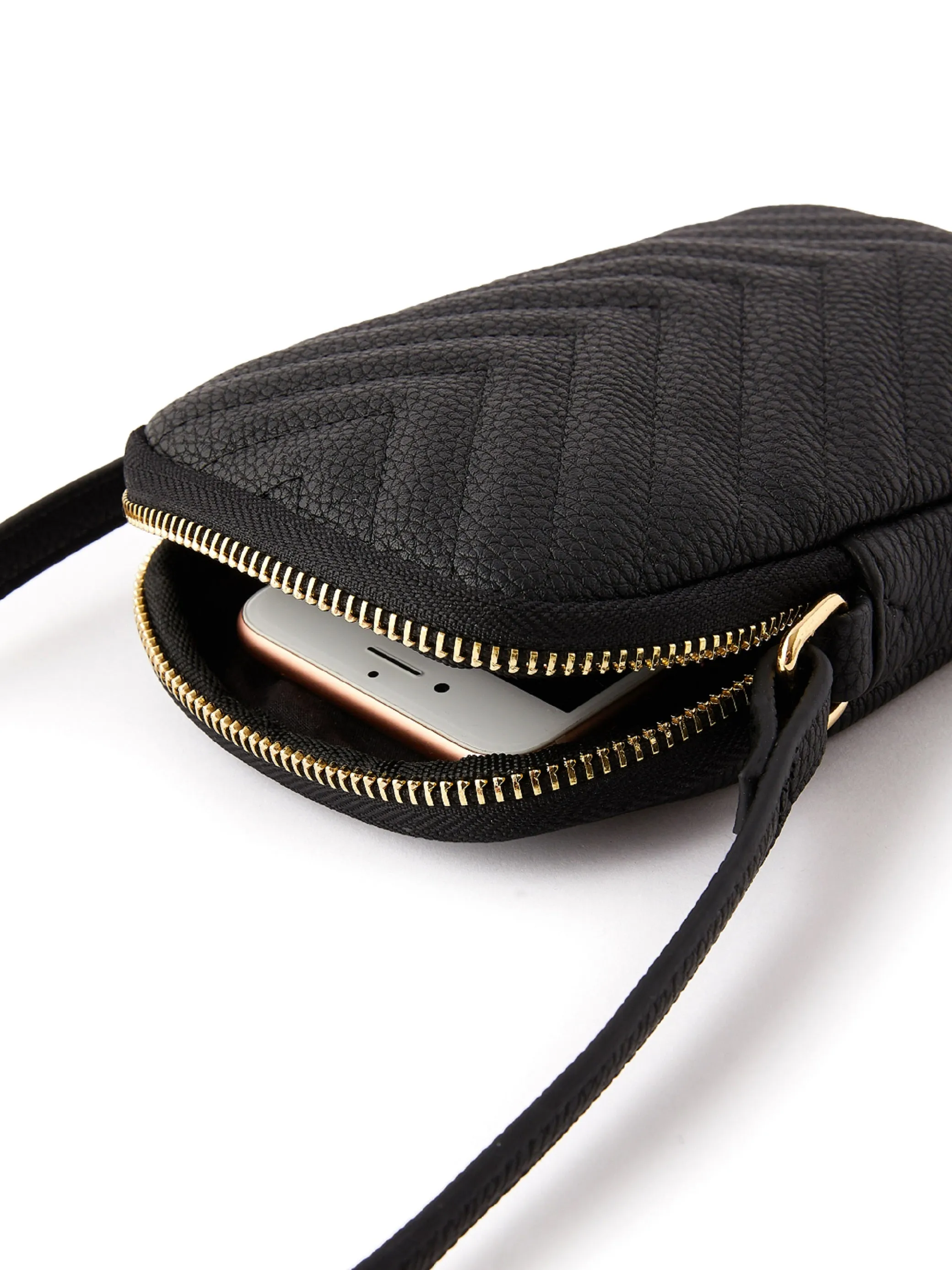 Accessorize London Women's Quilted Phone Purse Zip Around