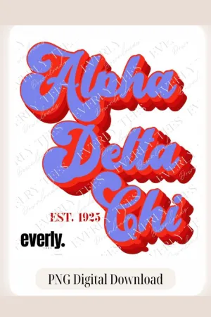 Alpha Delta Chi Sorority Retro Lettering PNG Sublimation Design