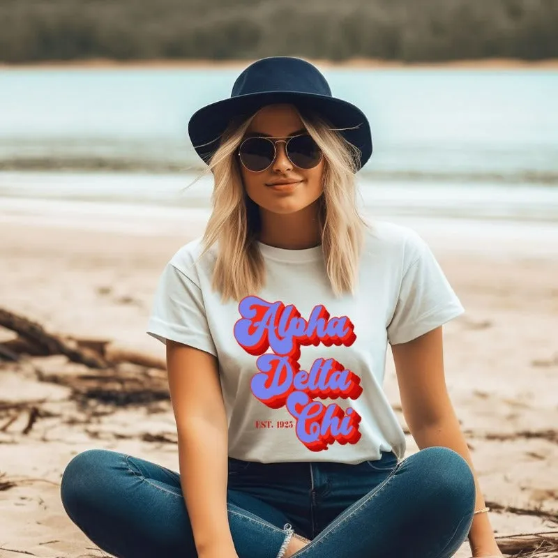 Alpha Delta Chi Sorority Retro Lettering PNG Sublimation Design