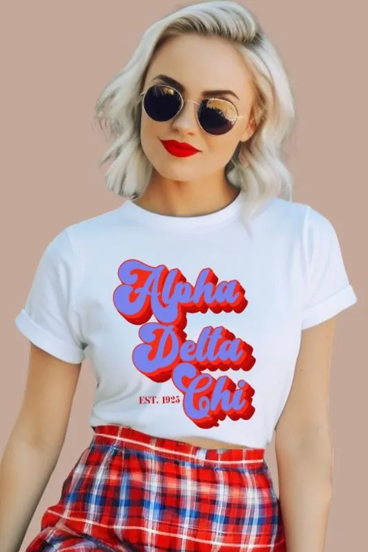 Alpha Delta Chi Sorority Retro Lettering PNG Sublimation Design