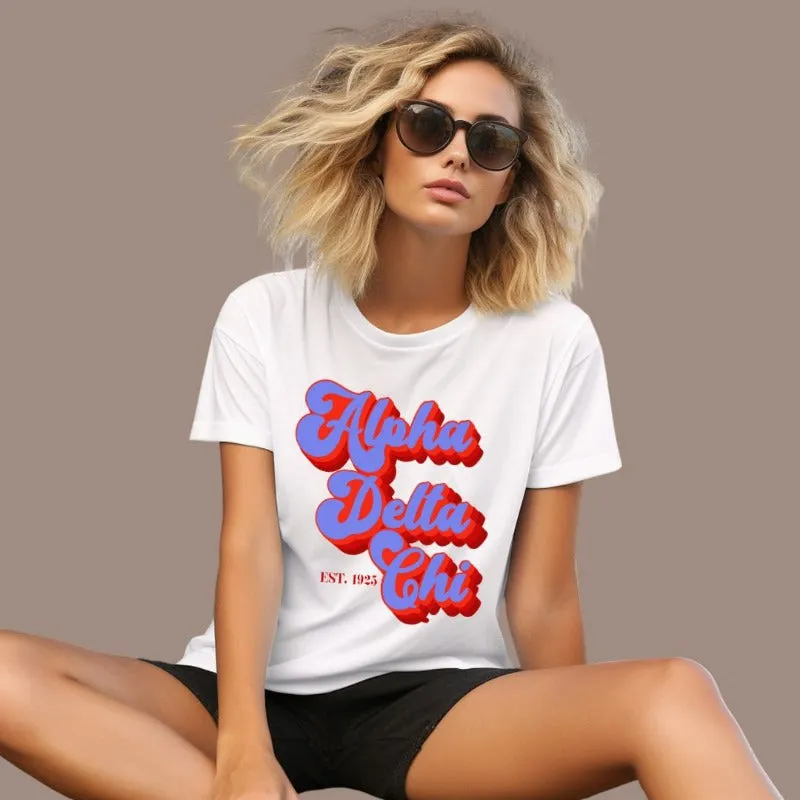Alpha Delta Chi Sorority Retro Lettering PNG Sublimation Design