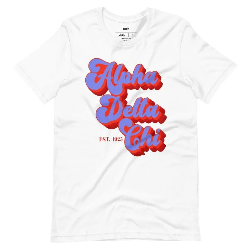 Alpha Delta Chi Sorority Retro Lettering PNG Sublimation Design