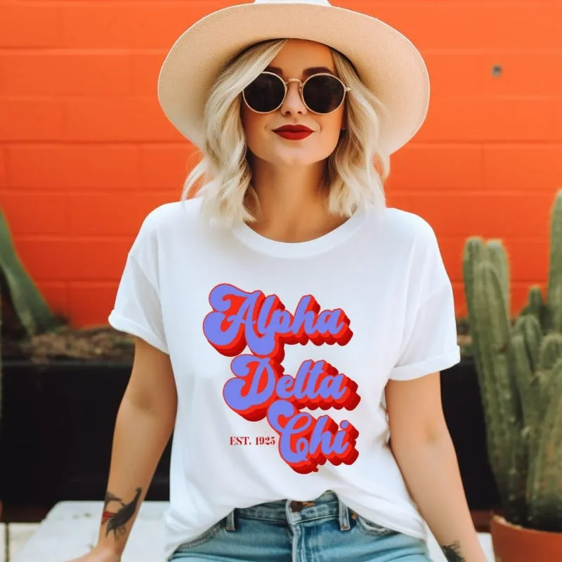 Alpha Delta Chi Sorority Retro Lettering PNG Sublimation Design