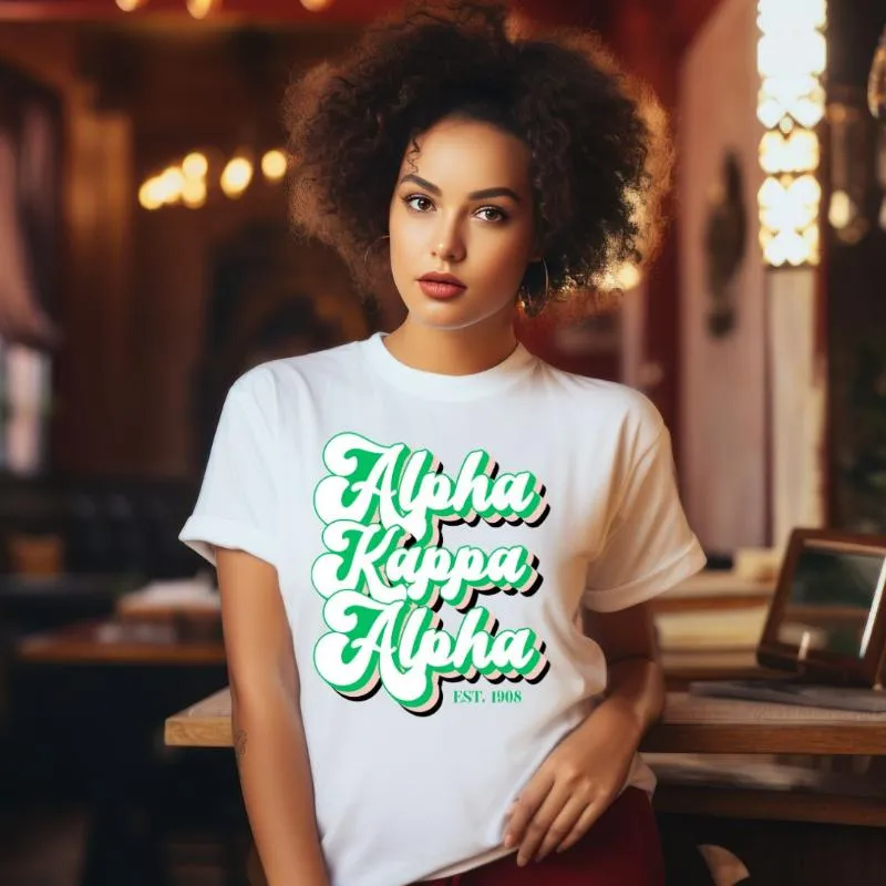 Alpha Kappa Alpha Retro Lettering Design PNG Download