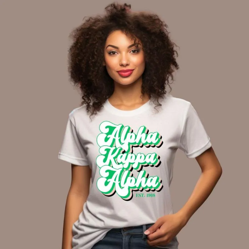Alpha Kappa Alpha Retro Lettering Design PNG Download