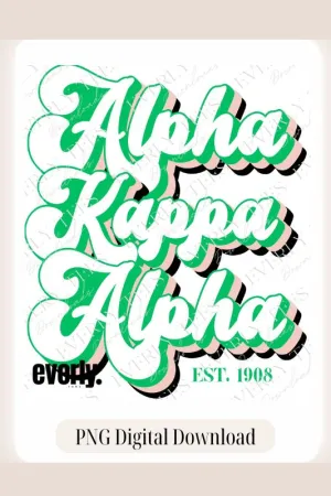 Alpha Kappa Alpha Retro Lettering Design PNG Download