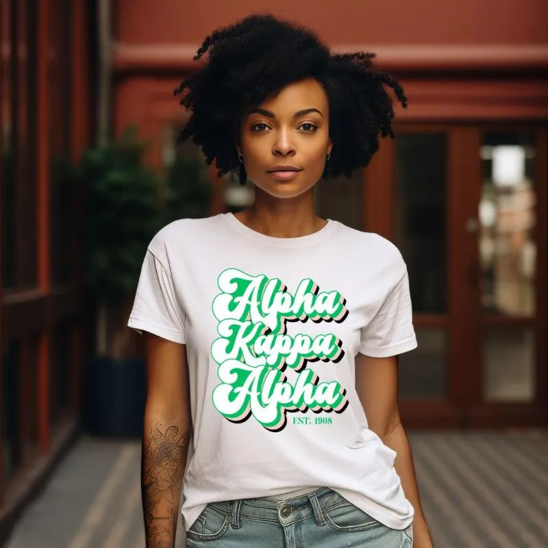 Alpha Kappa Alpha Retro Lettering Design PNG Download
