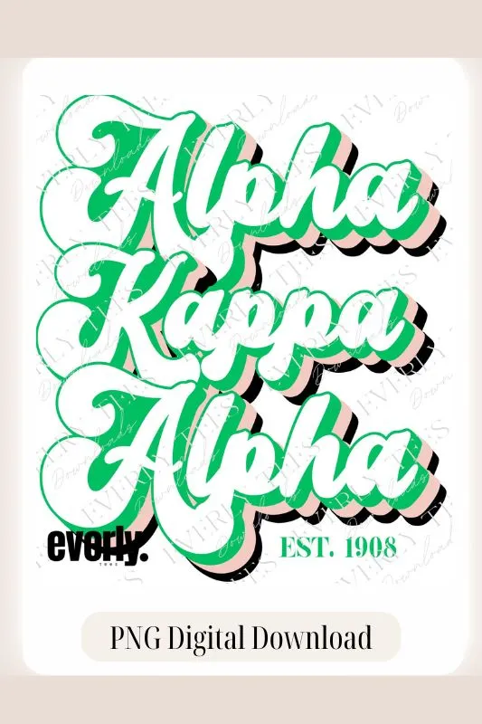 Alpha Kappa Alpha Retro Lettering Design PNG Download