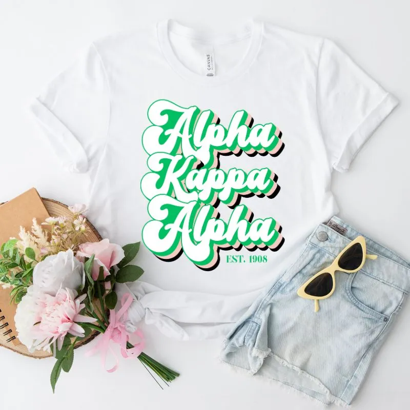 Alpha Kappa Alpha Retro Lettering Design PNG Download