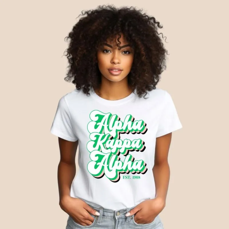 Alpha Kappa Alpha Retro Lettering Design PNG Download