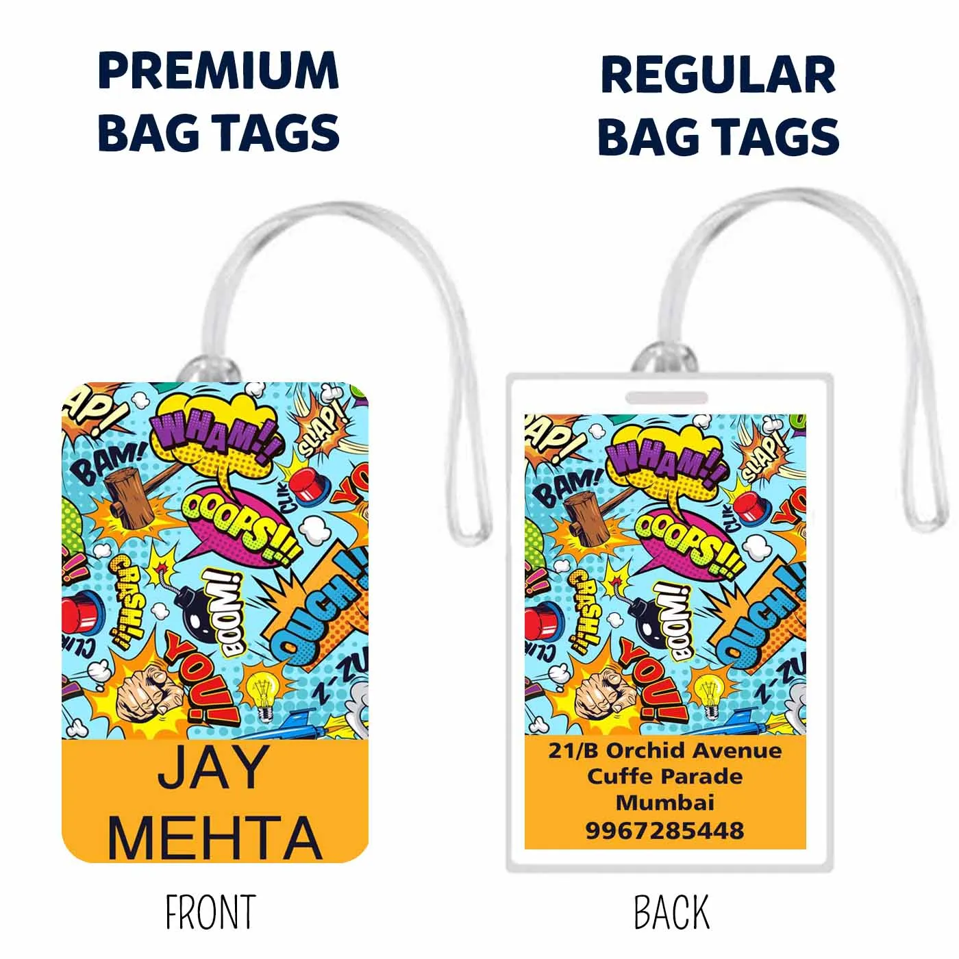 Bag Tags Bam Boom Design - Set of 5
