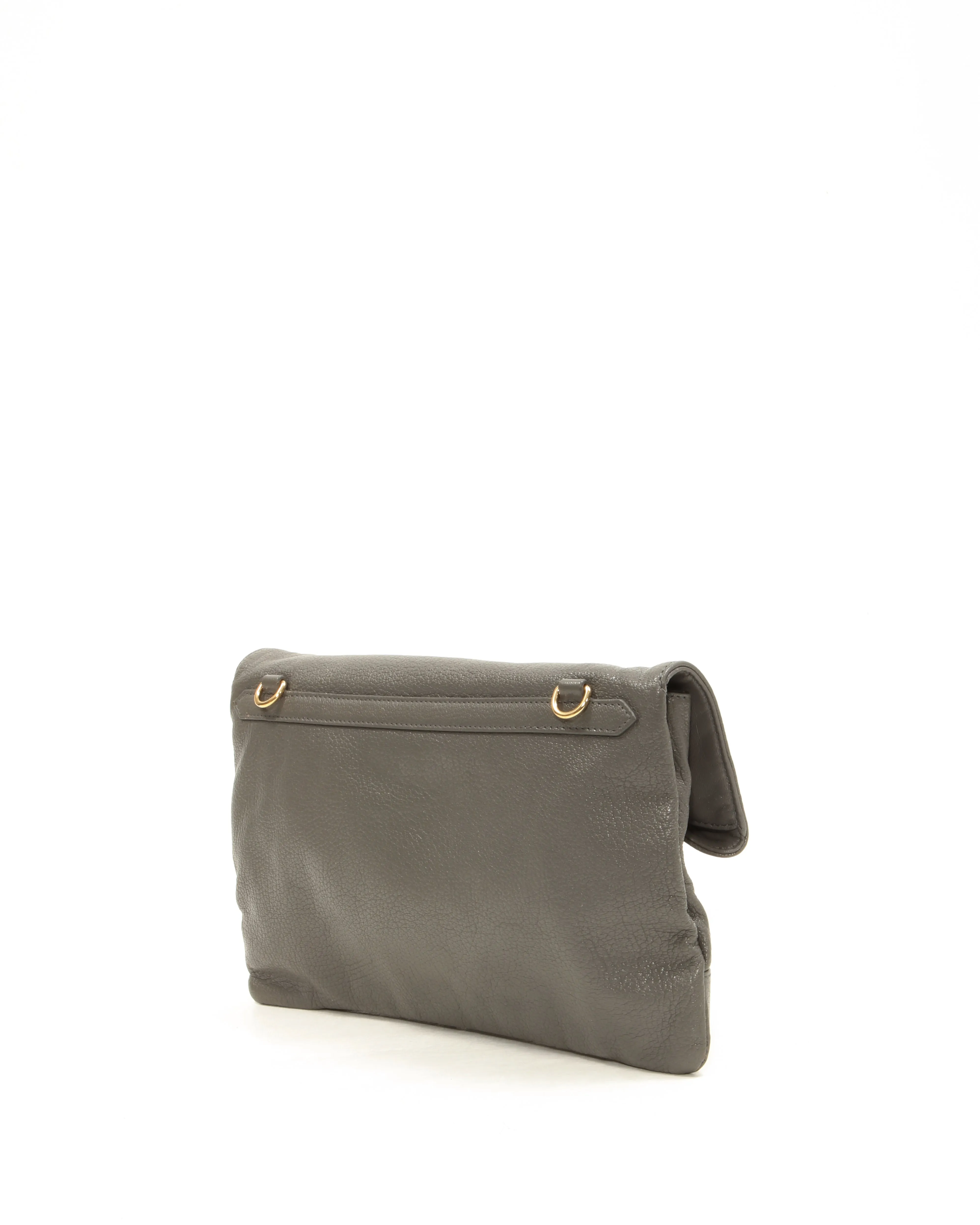Balenciaga Grey Leather Motocross Metallic Edge Envelope Clutch