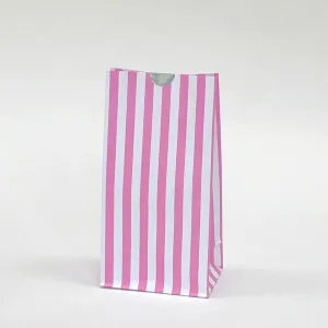 Candy Striped Party Bags Bubblegum Pink (12 Pack)