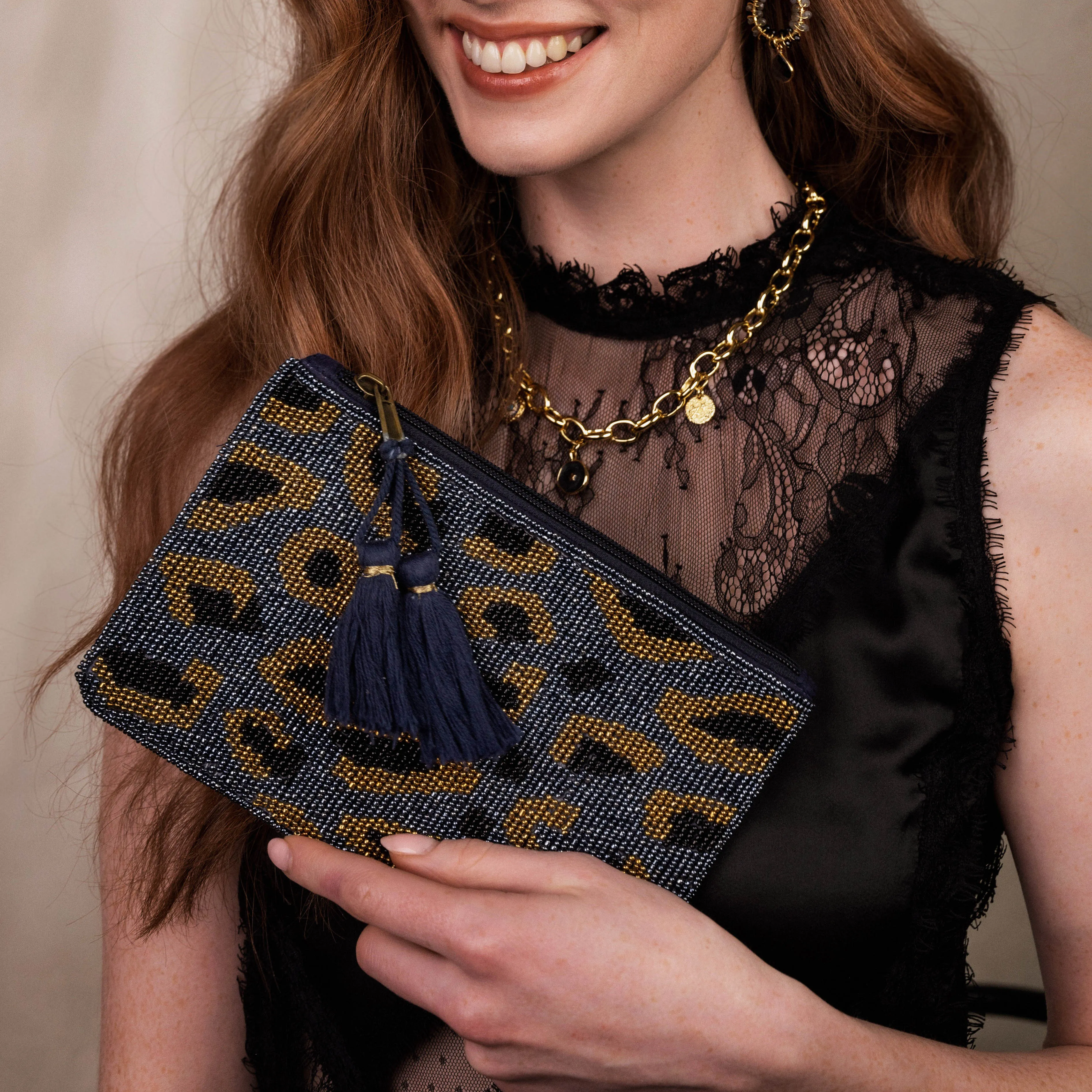 Canyon Blue Beaded Pouch