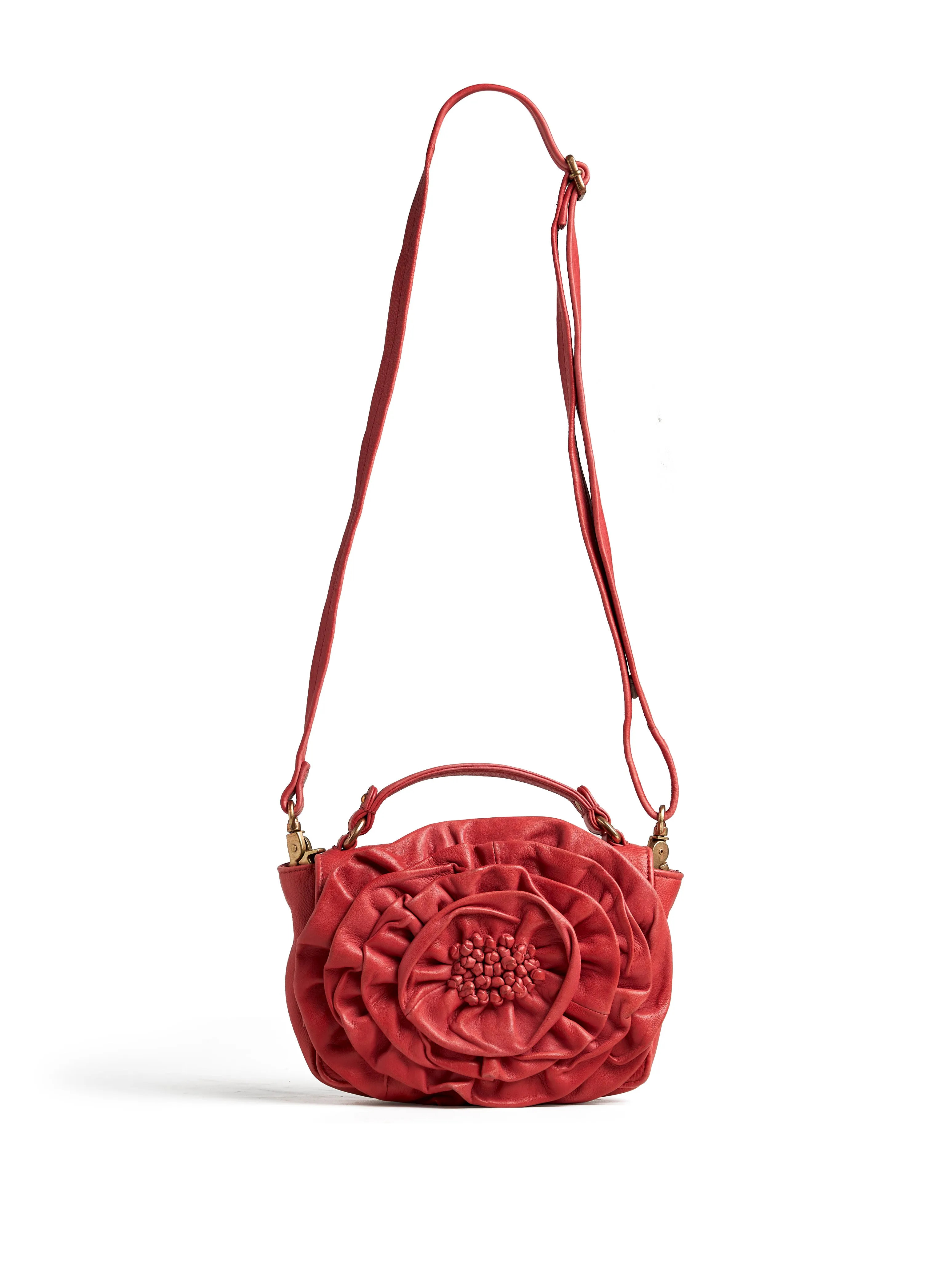 CELINE: Womens Real Red Leather Sling Bag by Art N Vitnage