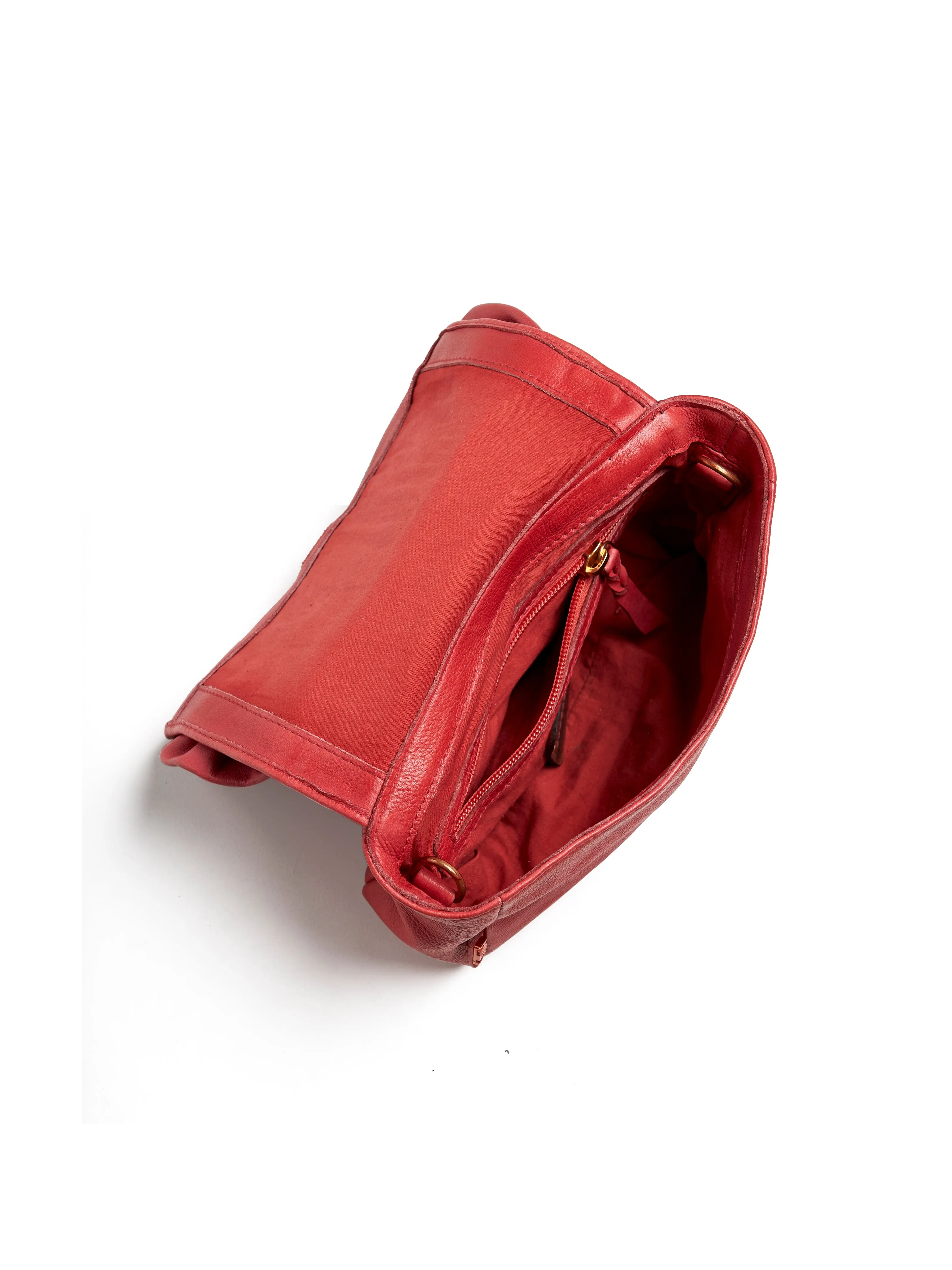 CELINE: Womens Real Red Leather Sling Bag by Art N Vitnage