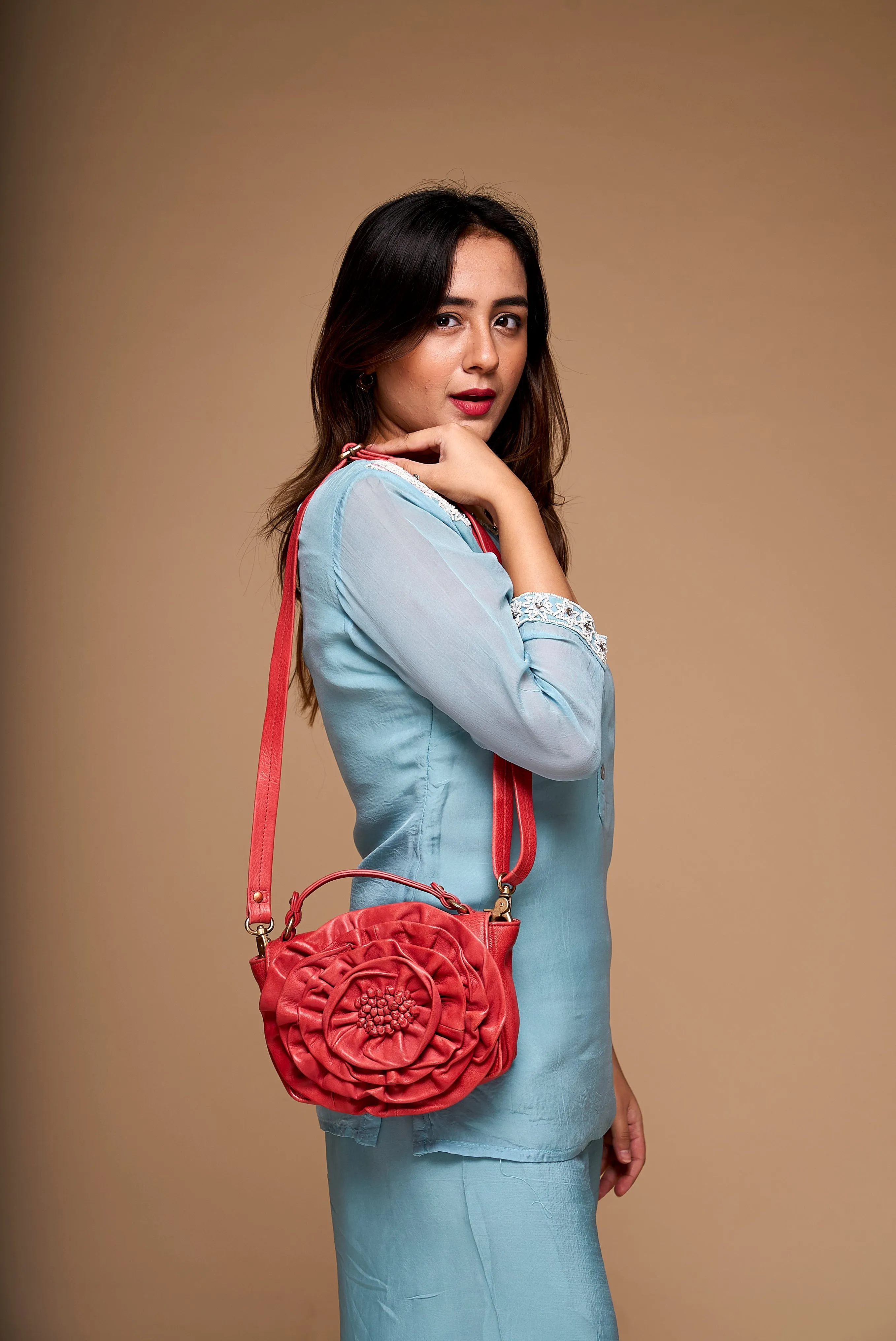 CELINE: Womens Real Red Leather Sling Bag by Art N Vitnage
