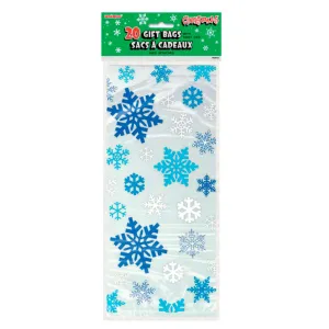 Christmas Blue and White Snowflake Cello Bags 5" x 11" | 1 ct
