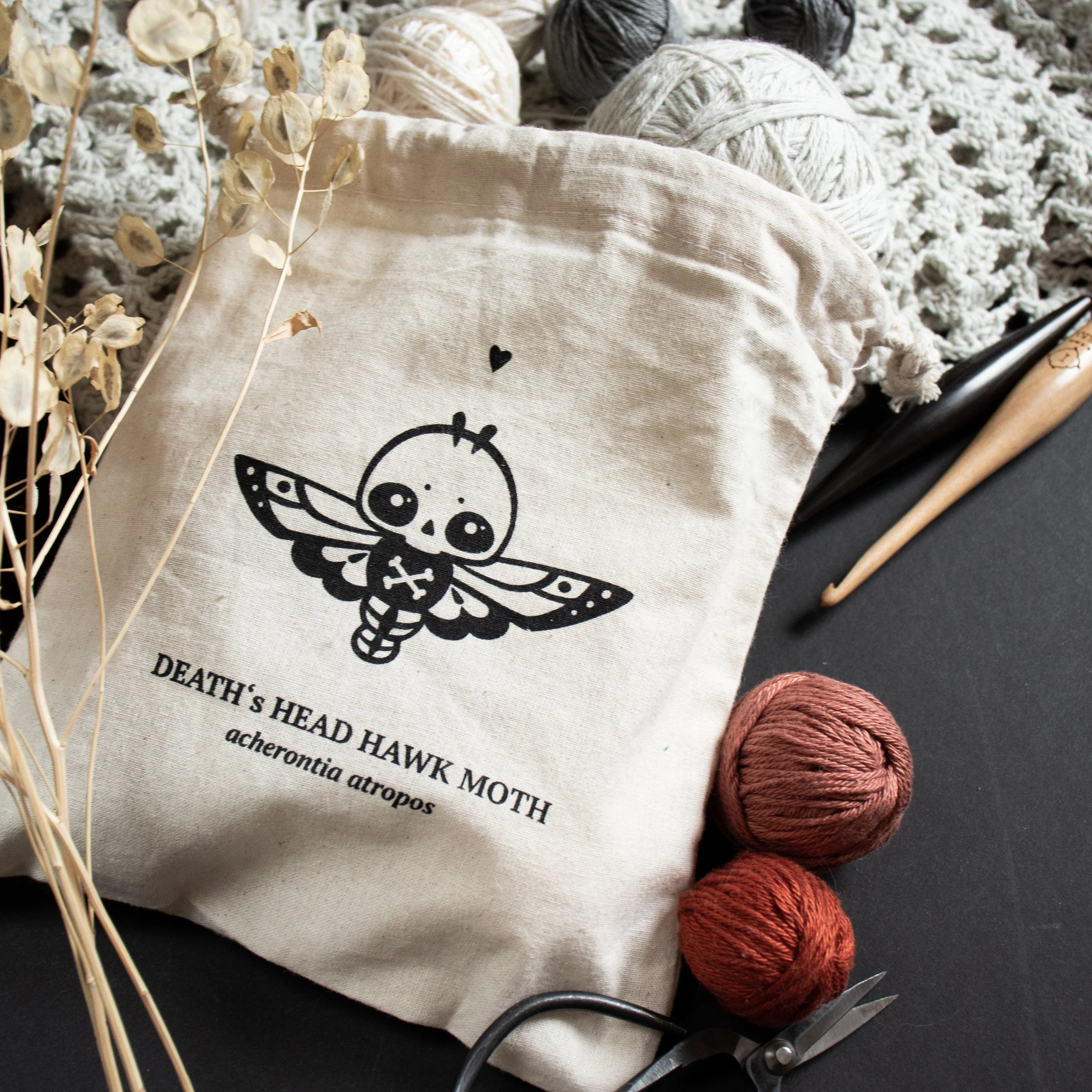 Cotton Bag . Death's Head Moth