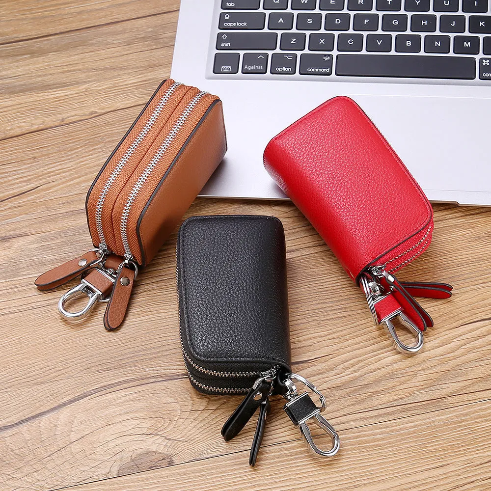 Double-Layer Genuine Leather Car Key Bag