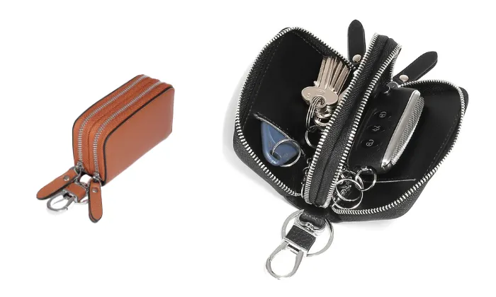Double-Layer Genuine Leather Car Key Bag