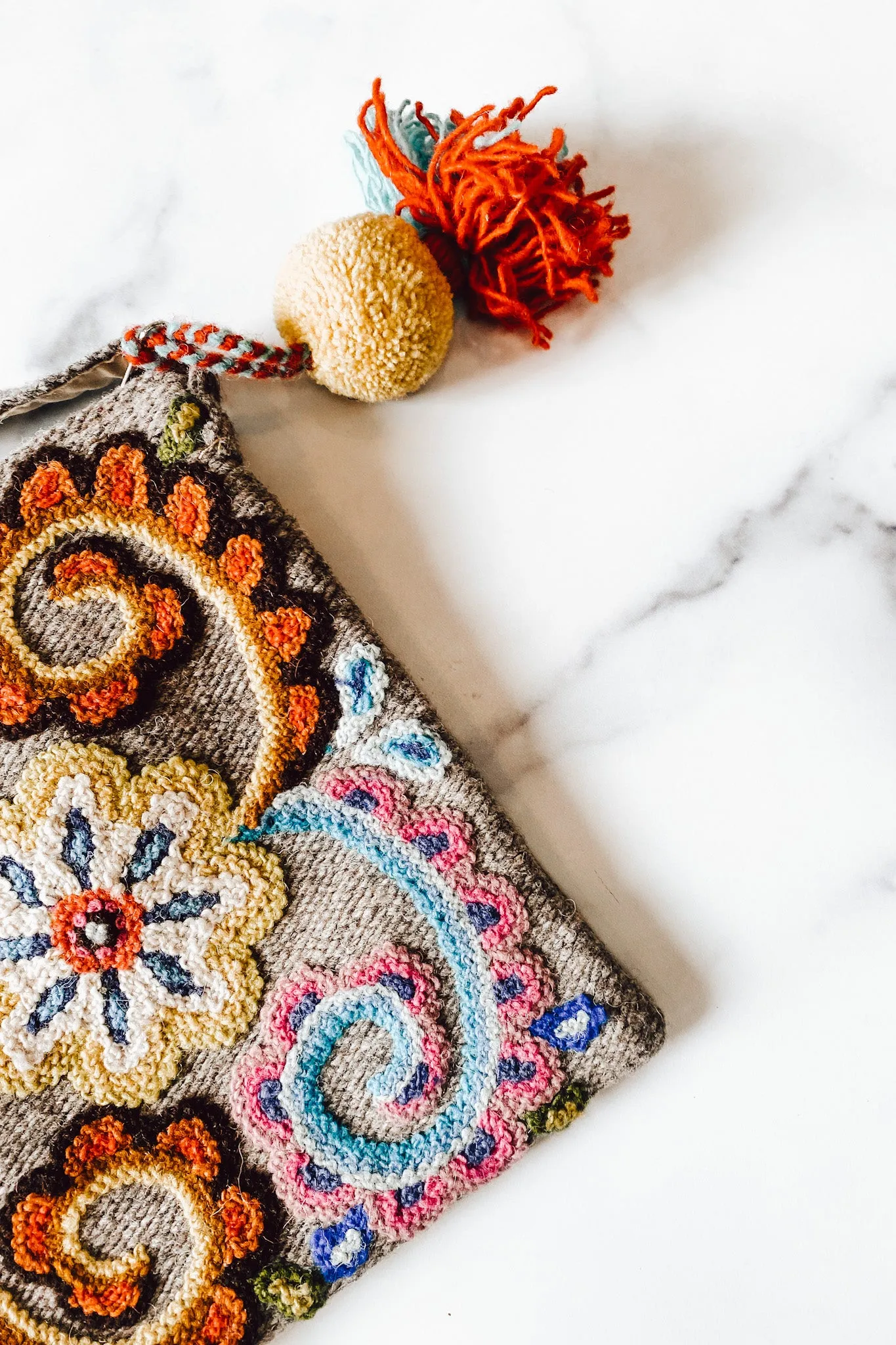 Floral Stitch Messenger Bag