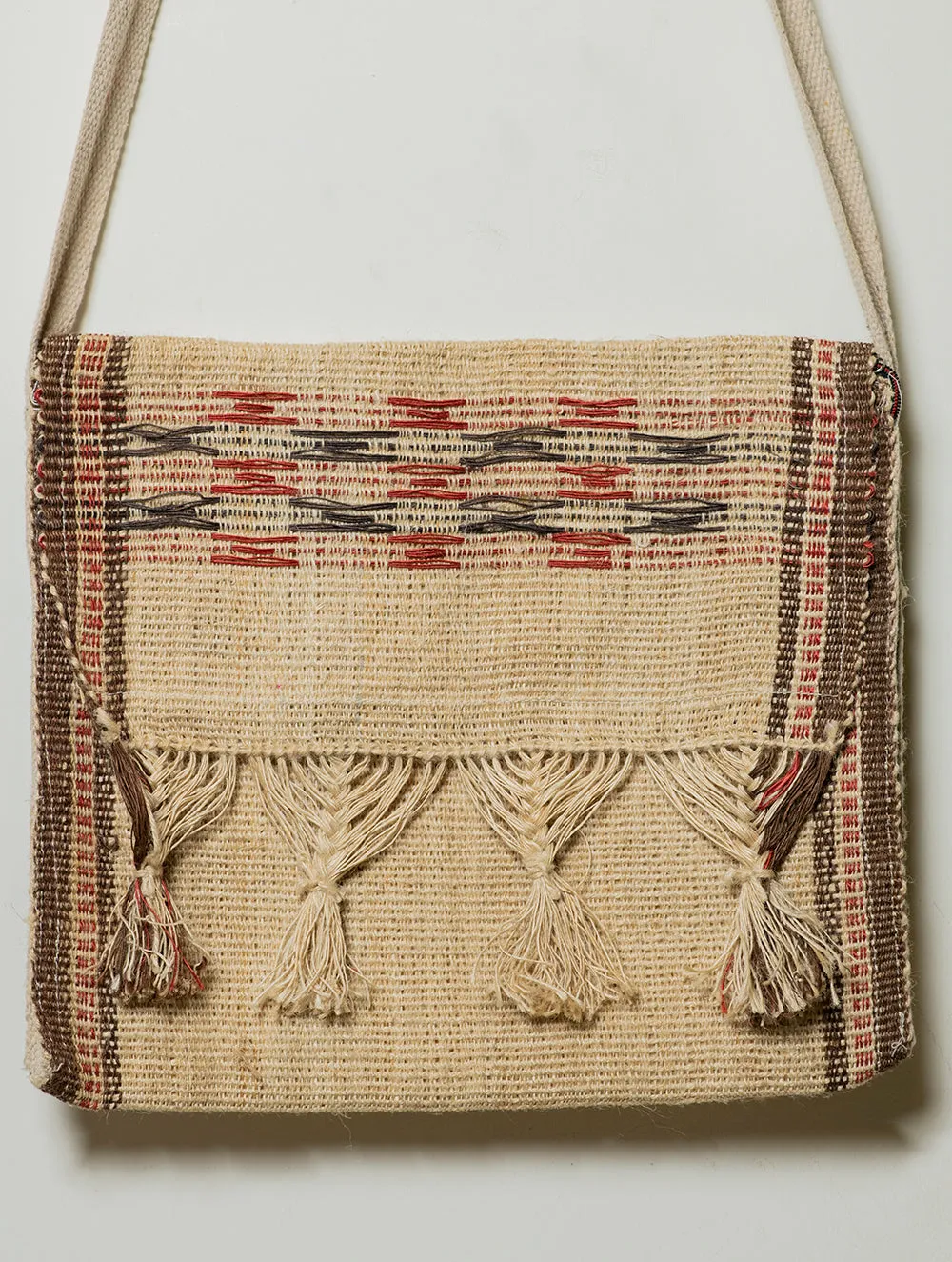 Handwoven Jute Sling Bag With Tassles - Geometrics