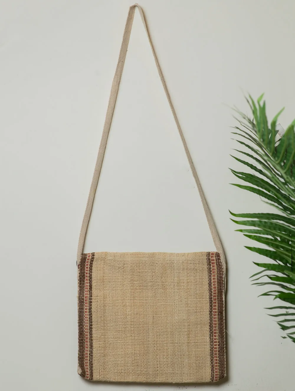 Handwoven Jute Sling Bag With Tassles - Geometrics