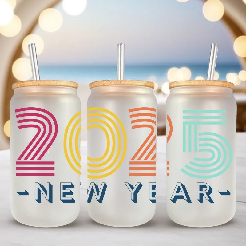 Happy New year 2025 Retro Style PNG Digital Download