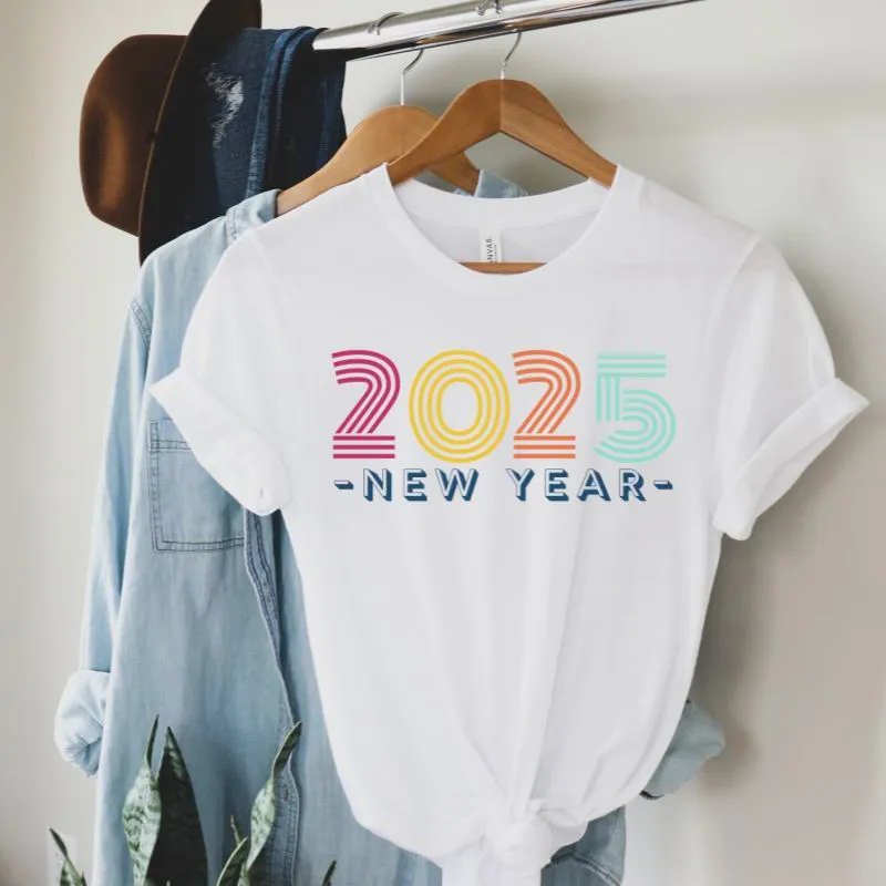 Happy New year 2025 Retro Style PNG Digital Download