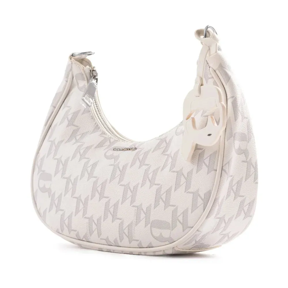 Karl Lagerfeld Paris Iconic Mono Moon Shoulder Bag 230W3063-WHT