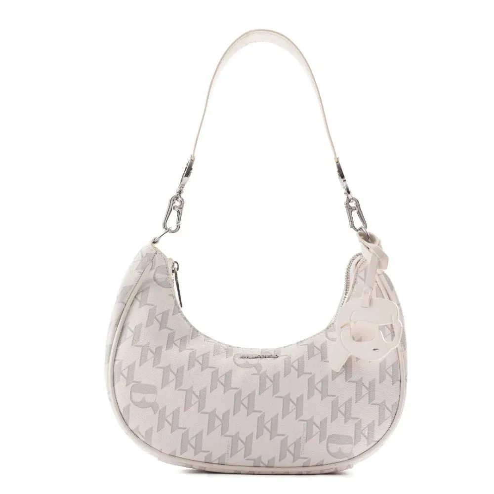 Karl Lagerfeld Paris Iconic Mono Moon Shoulder Bag 230W3063-WHT