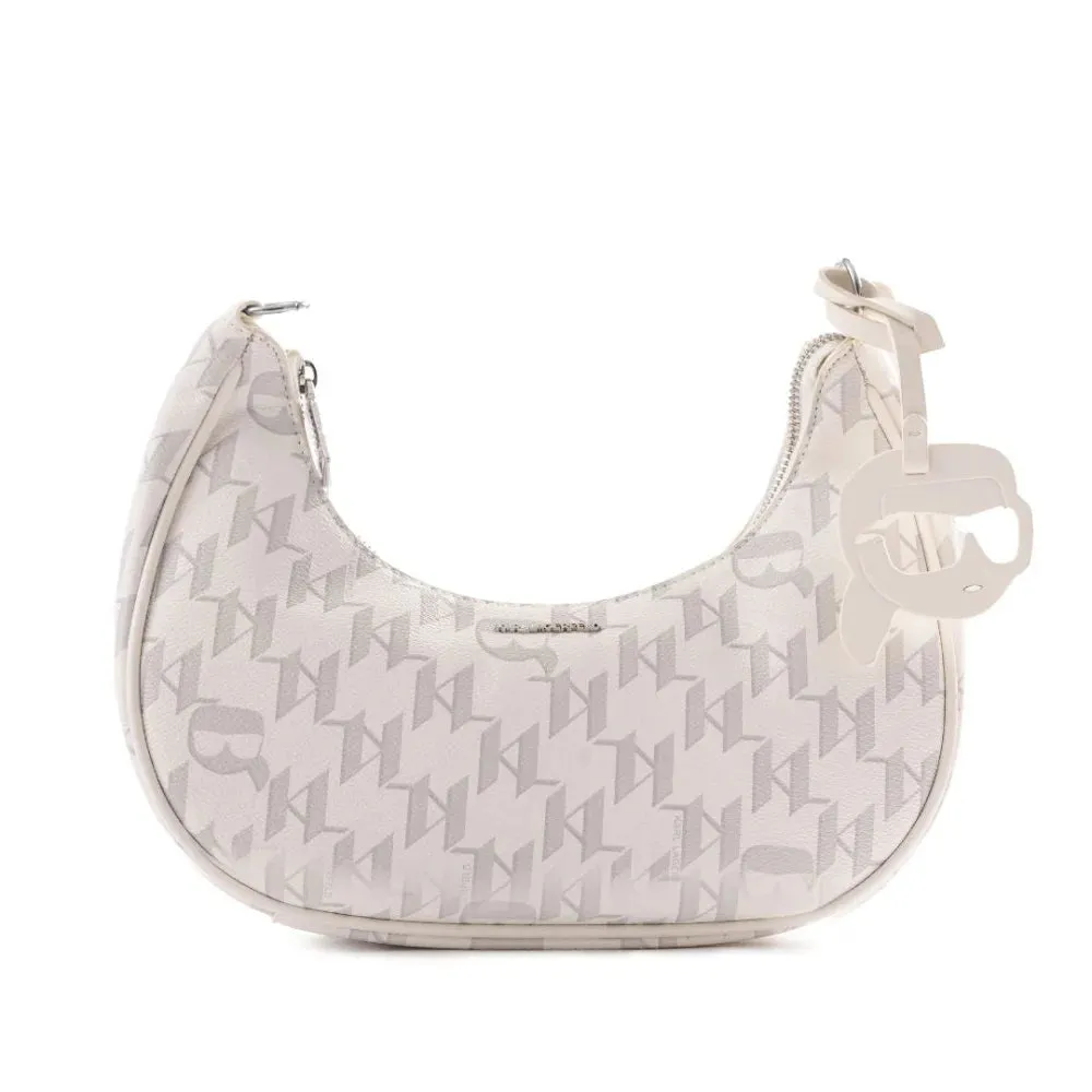 Karl Lagerfeld Paris Iconic Mono Moon Shoulder Bag 230W3063-WHT