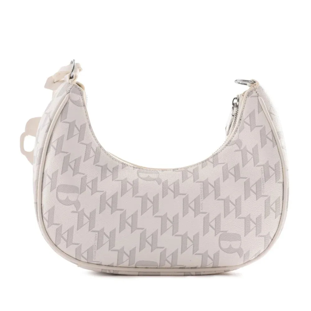 Karl Lagerfeld Paris Iconic Mono Moon Shoulder Bag 230W3063-WHT