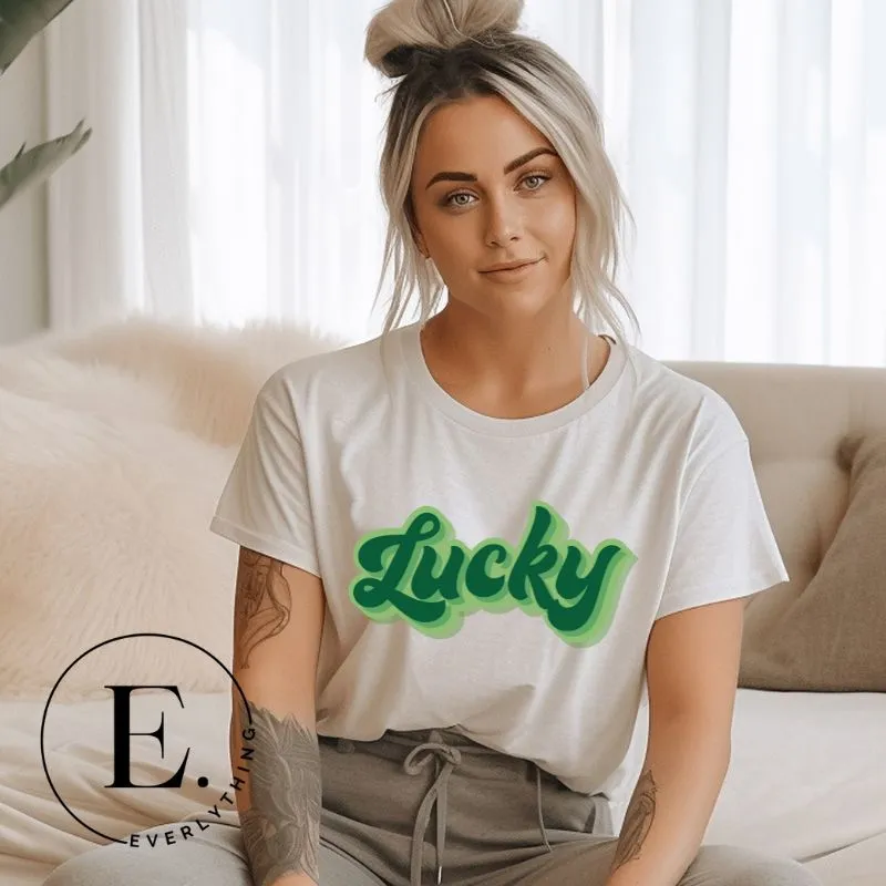 Lucky Saint Patrick's Day Retro Lettering PNG Sublimation Design