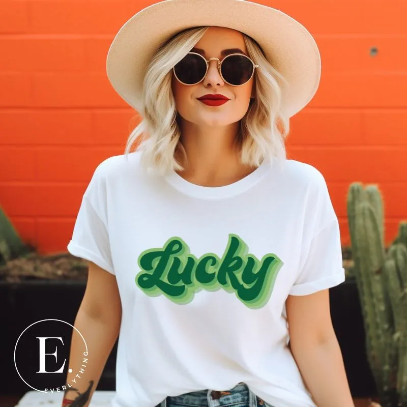Lucky Saint Patrick's Day Retro Lettering PNG Sublimation Design