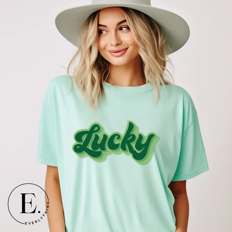 Lucky Saint Patrick's Day Retro Lettering PNG Sublimation Design