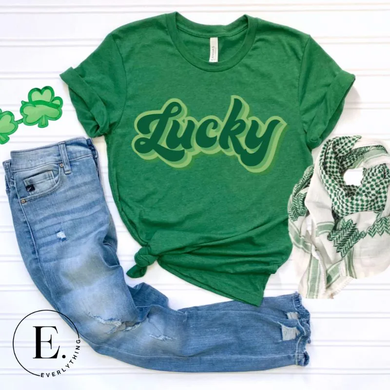 Lucky Saint Patrick's Day Retro Lettering PNG Sublimation Design
